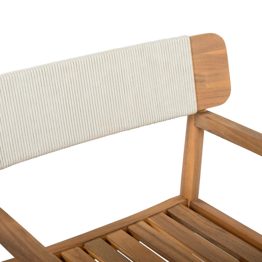 Patio Set Outdoor Acacia Wood Furniture Sets- Braided Dining Chairs Leisure Sets with Patio Dining Table for Garden, Patio & Deck (Teak Look & White Rope) Default -DTYStore