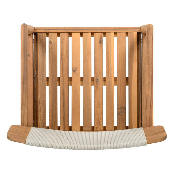 Patio Set Outdoor Acacia Wood Furniture Sets- Braided Dining Chairs Leisure Sets with Patio Dining Table for Garden, Patio & Deck (Teak Look & White Rope) Default -DTYStore