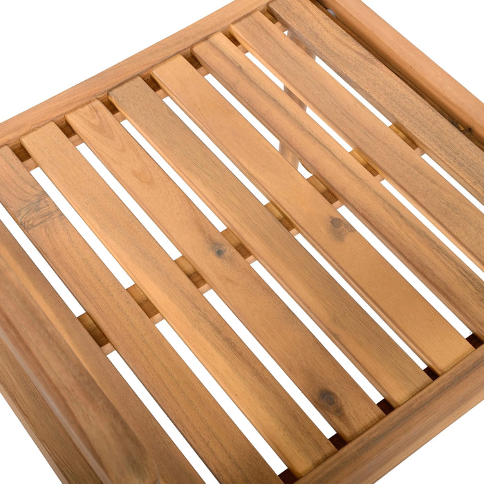 Patio Set Outdoor Acacia Wood Furniture Sets- Braided Dining Chairs Leisure Sets with Patio Dining Table for Garden, Patio & Deck (Teak Look & White Rope) Default -DTYStore