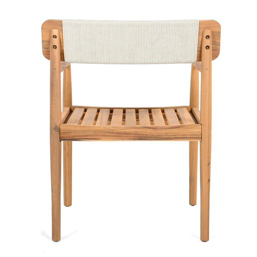 Patio Set Outdoor Acacia Wood Furniture Sets- Braided Dining Chairs Leisure Sets with Patio Dining Table for Garden, Patio & Deck (Teak Look & White Rope) Default -DTYStore