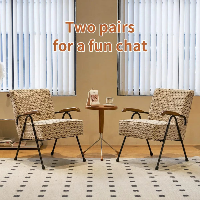 Pattern Colorful Fabric Armchair, Modern Accent Chair High Back, Living Room Chairs with Metal Legs and Soft Padded, Sofa Chairs for Home Office,Bedroom,Dining Room Default -DTYStore