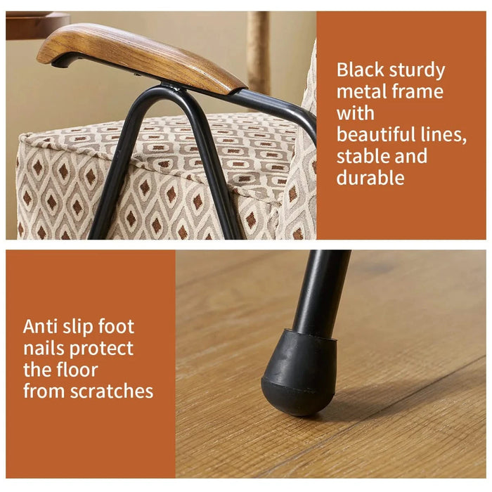 Pattern Colorful Fabric Armchair, Modern Accent Chair High Back, Living Room Chairs with Metal Legs and Soft Padded, Sofa Chairs for Home Office,Bedroom,Dining Room Default -DTYStore