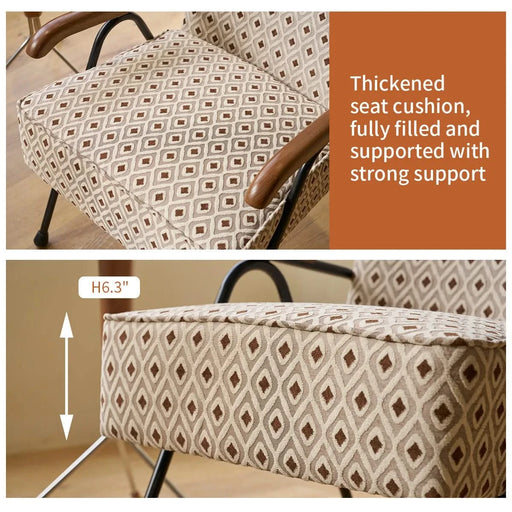 Pattern Colorful Fabric Armchair, Modern Accent Chair High Back, Living Room Chairs with Metal Legs and Soft Padded, Sofa Chairs for Home Office,Bedroom,Dining Room Default -DTYStore