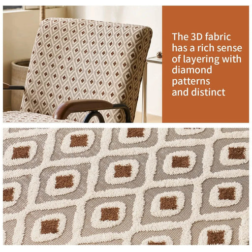 Pattern Colorful Fabric Armchair, Modern Accent Chair High Back, Living Room Chairs with Metal Legs and Soft Padded, Sofa Chairs for Home Office,Bedroom,Dining Room Default -DTYStore