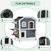 PawHut 2-story Cat House Outdoor, Weatherproof Wooden Cat Enclosure for Feral Cats with Escape Door, Openable Roof, Jumping Platforms, Gray - DTY Store