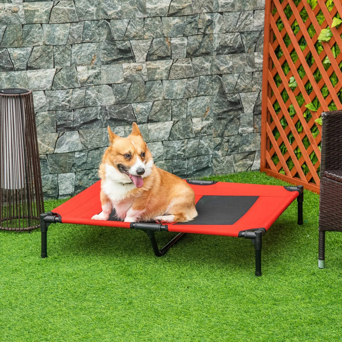 PawHut 36' x 30' Elevated Cooling Summer Dog Cot Pet Bed With Mesh Ventilation - Red Default -DTYStore