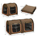 PawHut 39' Portable Soft-Sided Pet Cat Carrier with Divider, Two Compartments, Soft Cushions, & Storage Bag, Brown Default -DTYStore