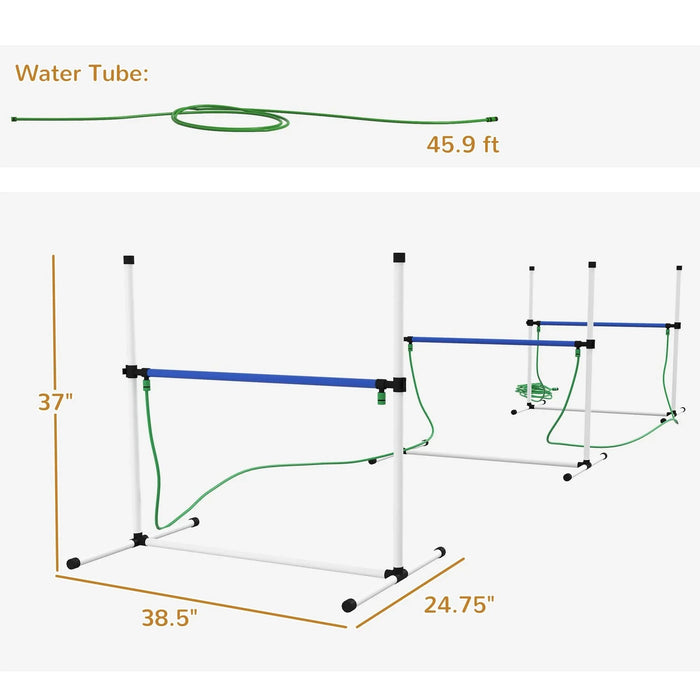 PawHut 3 Piece Dog Agility Training Equipment Set, Dog Agility Set with Adjustable Height Hurdles, Spray Water Tube, Whistle, Carry Bag, White Default -DTYStore