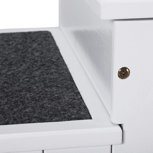 PawHut 3 Step Wooden Carpeted Non Slip Pet Stairs Ramp for Cats and Small Dogs - White Default -DTYStore