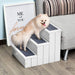 PawHut 3 Step Wooden Carpeted Non Slip Pet Stairs Ramp for Cats and Small Dogs - White- DTY Store