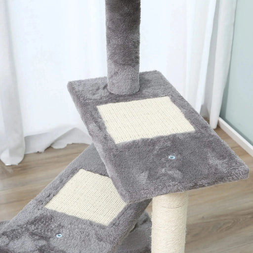 PawHut 40' 5-Level Revolving Stair Cat Tree Scratcher Climbing Activity Tower with Play Center and Resting Perch, Grey Default -DTYStore