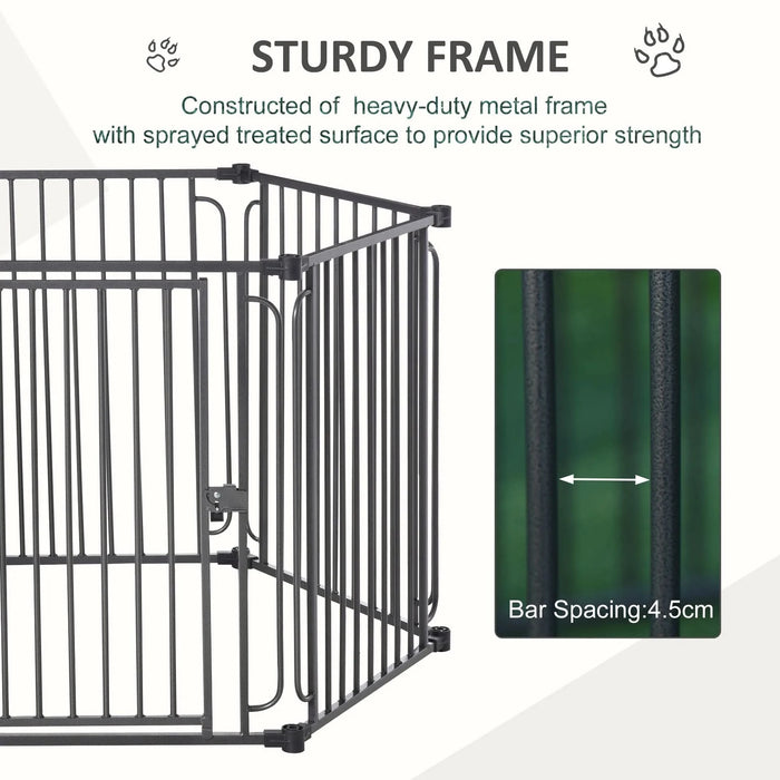 PawHut 48' x 41' Heavy-Duty Metal Dog Playpen, Outdoor Pet Cage Kennel, Puppy Exercise Fence Barrier with Weather-Resistant Polyester Roof, Locking Door, & Metal Frame - DTY Store
