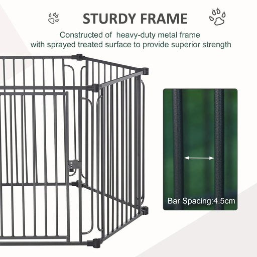 PawHut 48' x 41' Heavy-Duty Metal Dog Playpen, Outdoor Pet Cage Kennel, Puppy Exercise Fence Barrier with Weather-Resistant Polyester Roof, Locking Door, & Metal Frame Default -DTYStore