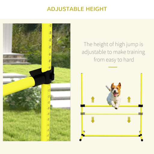 PawHut 4 Piece Dog Agility Training Equipment for Dog Agility Course with Adjustable Height Jump Bars, Included Carry Bag, & Displacing Top Bar, Yellow Default -DTYStore