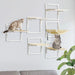 PawHut 6-pc Modern Cat Wall Shelves for Indoor Cats, Height Adjustable Jumping Platforms & Cat Hammock, Cat Shelves and Perches for Wall-Mounted Cat Tree, Cat Climbing Shelf Set, Cream Default -DTYStore
