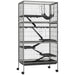 PawHut 63' 6-Tier Small Animal Cage, Ferret Cage, Large Chinchilla Cage with Hammock Accessory & Heavy-Duty Steel Wire, Small Animal Habitat with 6 Doors, Removable Tray, Gray Default -DTYStore