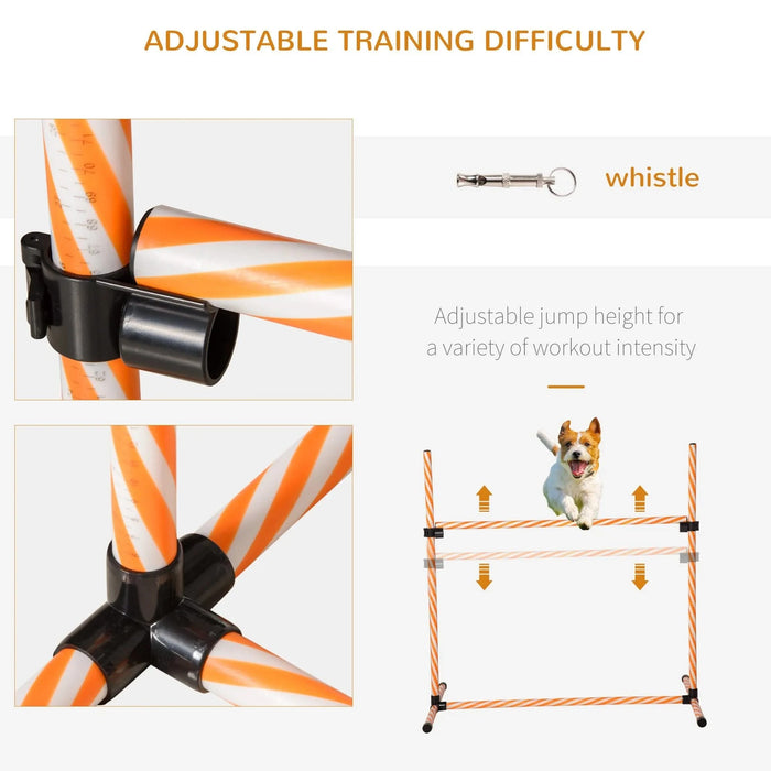 PawHut 6 Piece Dog Agility Training Equipment with Hurdle Bag and Whistle, Orange and White Default -DTYStore