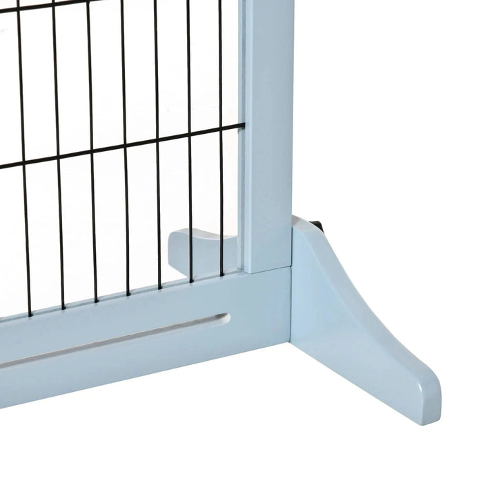 PawHut 72' W x 27.25' H Extra Wide Freestanding Pet Gate with Adjustable Length Dog, Cat, Barrier for House, Doorway, Hallway, Blue-grey Pet Beds & Furniture, Pet Supplies, searchfilter_Pet Supplies| DTY Store