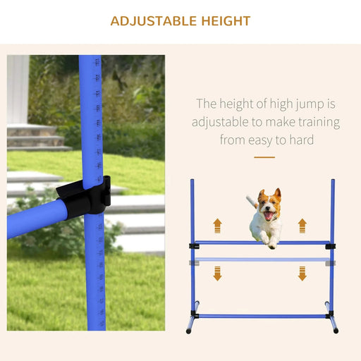 PawHut 8 Piece Dog Agility Training Equipment for Dog Agility Course with Adjustable Height Jump Bars, Included Carry Bag, & Displacing Top Bar, Blue Default -DTYStore
