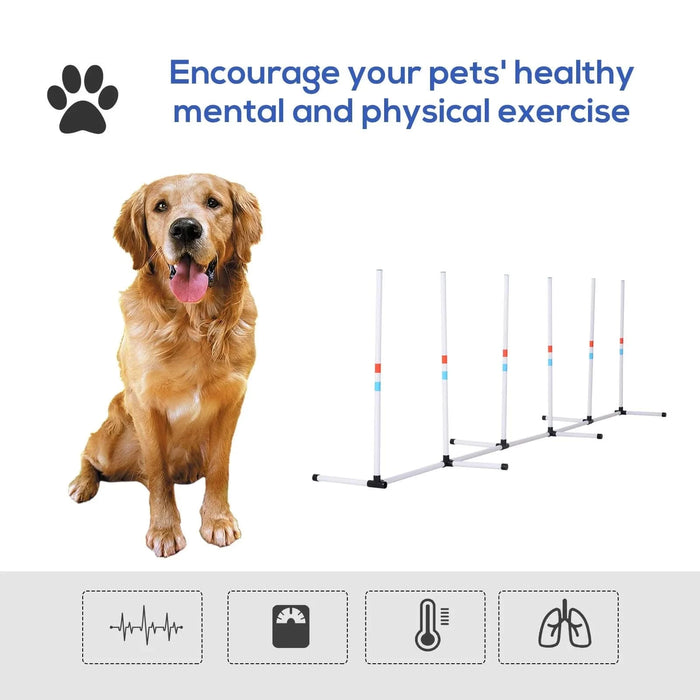 PawHut Adjustable Dog Agility Training Obstacle Set with Weaves Poles and Storage Bag - DTY Store