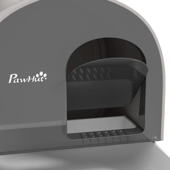 PawHut Cat Litter Box with Lid, Covered Litter Box for Indoor Cats with Tray, Scoop, Filter, 17' x 17' x 18.5', Light Gray - DTY Store