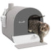 PawHut Cat Litter Box with Lid, Covered Litter Box for Indoor Cats with Tray, Scoop, Filter, 17' x 17' x 18.5', Light Gray - DTY Store