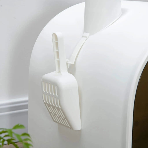 PawHut Cat Litter Box with Lid, Covered Litter Box for Indoor Cats with Tray, Scoop, Filter, 17' x 17' x 18.5', White Default -DTYStore