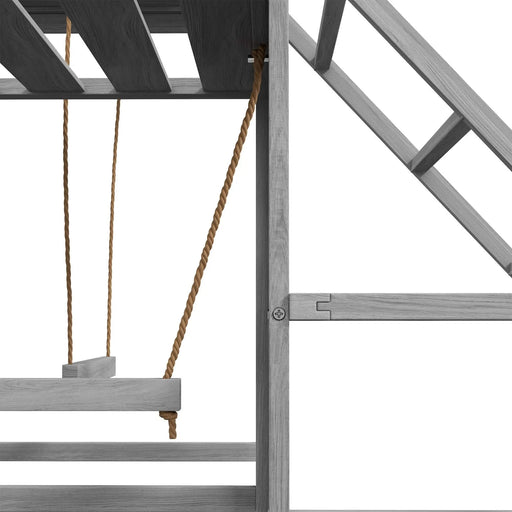 PawHut Chicken Toys for Coop, Chicken Swing Set, Chicken Coop Accessories for Poultry Run with Perches, Wood Stand, Ladder, Platforms, for 10-15 Chickens, Gray Default -DTYStore