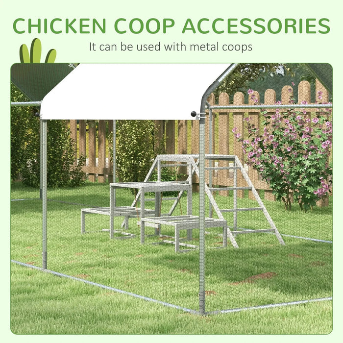 PawHut Chicken Toys for Coop, Chicken Swing Set, Chicken Coop Accessories for Poultry Run with Perches, Wood Stand, Ladder, Platforms, for 10-15 Chickens, Gray Default -DTYStore