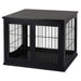 PawHut Dog Crate Furniture, Small Dog Cage End Table with Two Opening Sides, Lockable Door, Puppy Kennel Indoor, Cute and Decorative, Black Default -DTYStore
