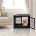 PawHut Dog Crate Furniture, Small Dog Cage End Table with Two Opening Sides, Lockable Door, Puppy Kennel Indoor, Cute and Decorative, Black Default -DTYStore
