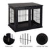 PawHut Dog Crate Furniture, Small Dog Cage End Table with Two Opening Sides, Lockable Door, Puppy Kennel Indoor, Cute and Decorative, Black Default -DTYStore