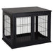 PawHut Dog Crate Furniture, Small Dog Cage End Table with Two Opening Sides, Lockable Door, Puppy Kennel Indoor, Cute and Decorative, Black Default -DTYStore
