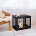 PawHut Dog Crate Furniture, Small Dog Cage End Table with Two Opening Sides, Lockable Door, Puppy Kennel Indoor, Cute and Decorative, Black Default -DTYStore