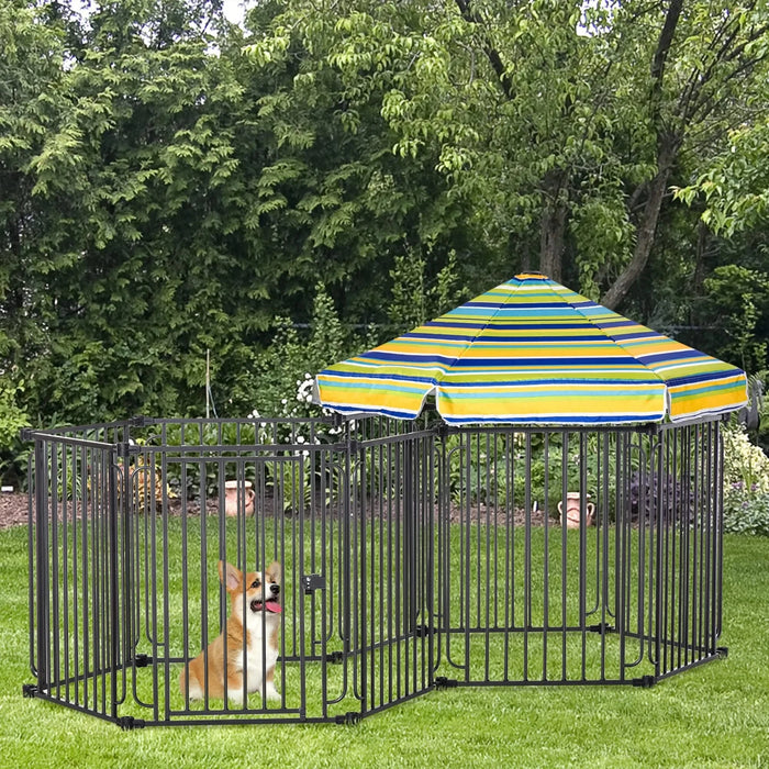 PawHut Dog Playpen with Door & Removable Cover for Small & Most Medium Sized Dogs Indoor & Outdoor Use, 47' H Default -DTYStore