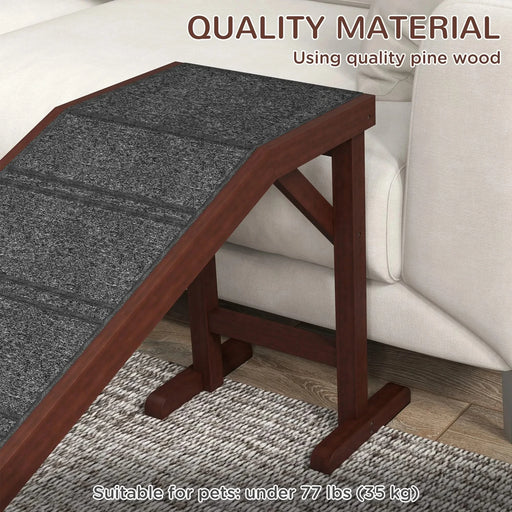 PawHut Dog Ramp for Bed, Pet Ramp for Dogs with Non-Slip Carpet and Top Platform, 74' x 16' x 25', Brown Default -DTYStore