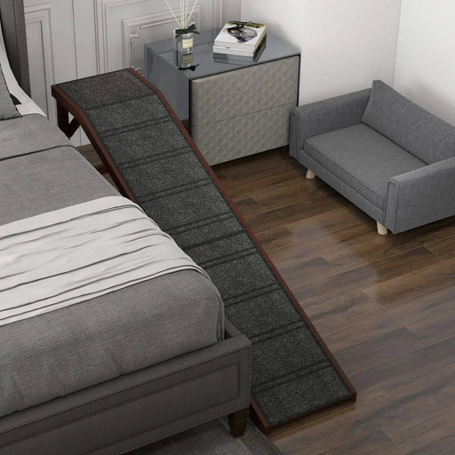 PawHut Dog Ramp for Bed, Pet Ramp for Dogs with Non-Slip Carpet and Top Platform, 74' x 16' x 25', Brown Default -DTYStore
