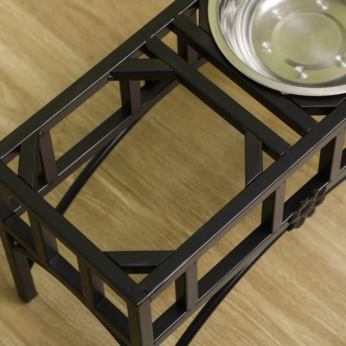 PawHut Double Stainless Steel Heavy Duty Dog Food Bowl Elevated Pet Feeding Station for Medium Dogs, 17 inches Default -DTYStore