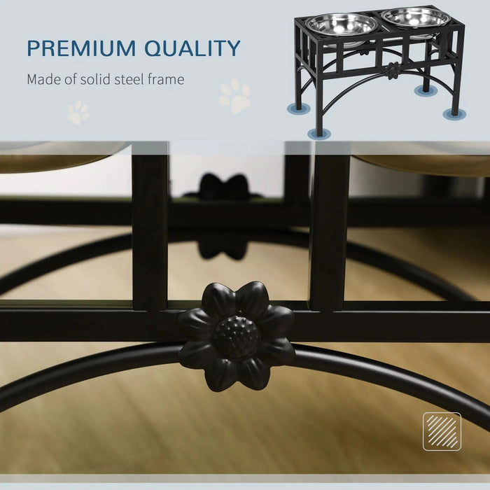 PawHut Double Stainless Steel Heavy Duty Dog Food Bowl Elevated Pet Feeding Station for Medium Dogs, 17 inches - DTY Store