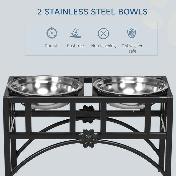 PawHut Double Stainless Steel Heavy Duty Dog Food Bowl Elevated Pet Feeding Station for Medium Dogs, 17 inches - DTY Store