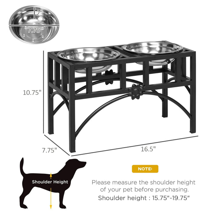 PawHut Double Stainless Steel Heavy Duty Dog Food Bowl Elevated Pet Feeding Station for Medium Dogs, 17 inches - DTY Store