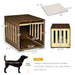 PawHut Furniture Style Dog Crate End Table with Removable Door Panel, Dog Crate Bed with Foam Cushion, Safety Lock, Indoor Use, for Small & Medium Dogs, Brown - DTY Store