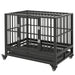 PawHut Heavy Duty Dog Crate Metal Cage Kennel with Wheels, Double Door, Removable Tray, Gray 36' Default -DTYStore