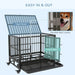 PawHut Heavy Duty Dog Crate Metal Cage Kennel with Wheels, Double Door, Removable Tray, Gray 36' Default -DTYStore