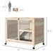 PawHut Indoor Rabbit Hutch with Wheels, Desk and Side Table Sized, Waterproof Wood Rabbit Cage, Natural - DTY Store