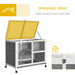 PawHut Indoor Rabbit Hutch with Wheels, Desk and Side Table Sized, Wood Rabbit Cage, Waterproof Small Rabbit Cage, Gray - DTY Store