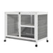 PawHut Indoor Rabbit Hutch with Wheels, Desk and Side Table Sized, Wood Rabbit Cage, Waterproof Small Rabbit Cage, Gray - DTY Store