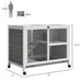 PawHut Indoor Rabbit Hutch with Wheels, Desk and Side Table Sized, Wood Rabbit Cage, Waterproof Small Rabbit Cage, Gray - DTY Store