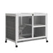 PawHut Indoor Rabbit Hutch with Wheels, Desk and Side Table Sized, Wood Rabbit Cage, Waterproof Small Rabbit Cage, Gray - DTY Store
