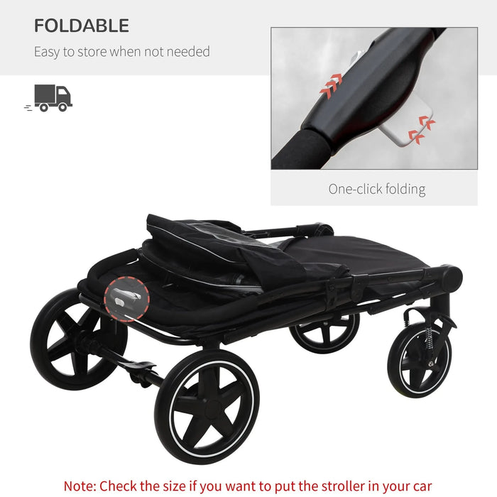 PawHut One-Click Foldable Doggy Stroller for Medium Large Dogs, Pet Stroller with Storage, Smooth Ride with Shock Absorption, Mesh Window, Safety Leash, Big Dog Walking Stroller, Gray- DTY Store